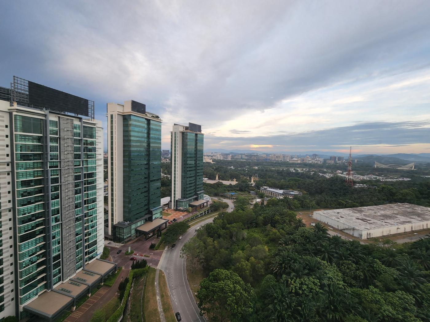 View from a Cyberjaya residence across the city towards Putrajaya at dusk
